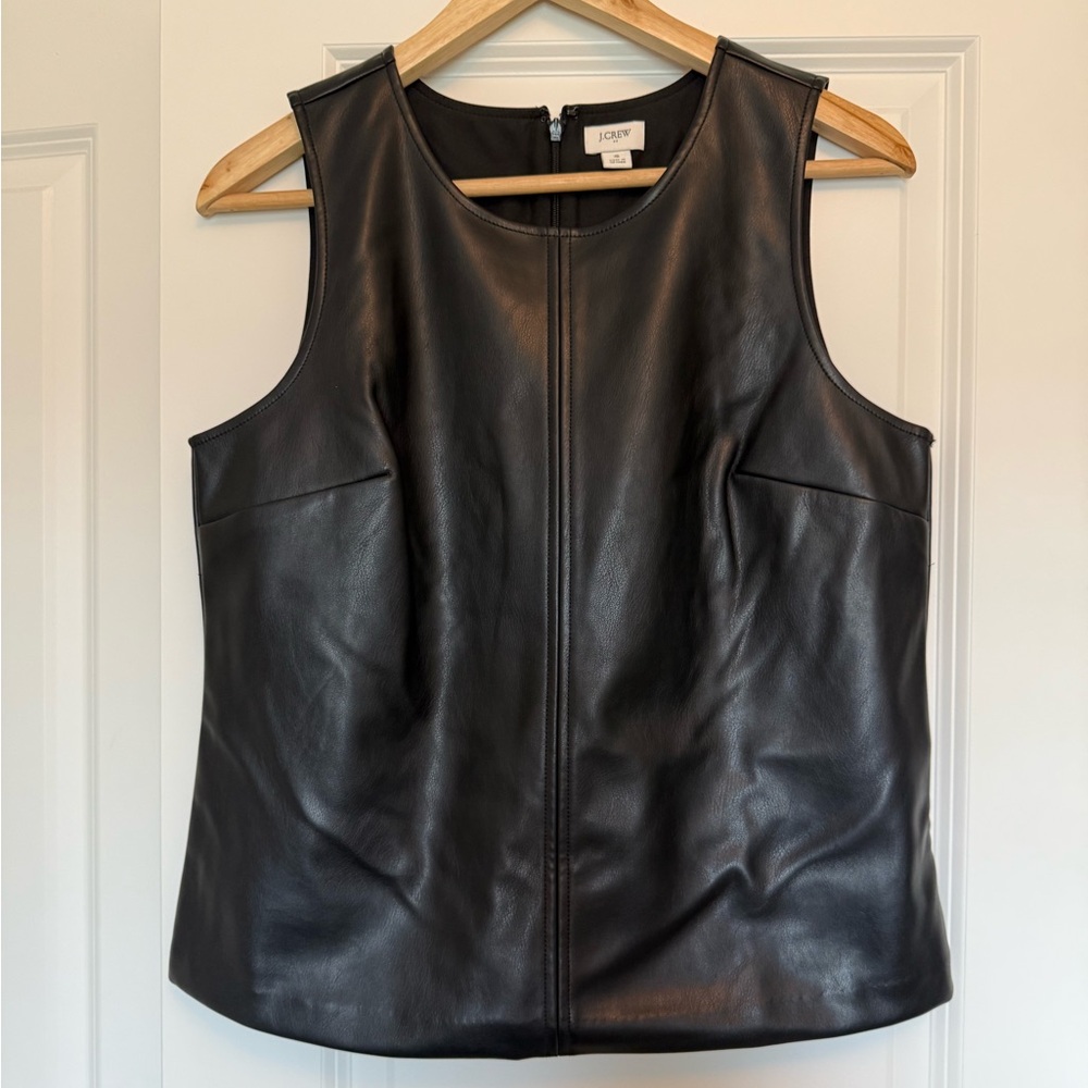J Crew Black Faux Leather Sleeveless Top NWOT